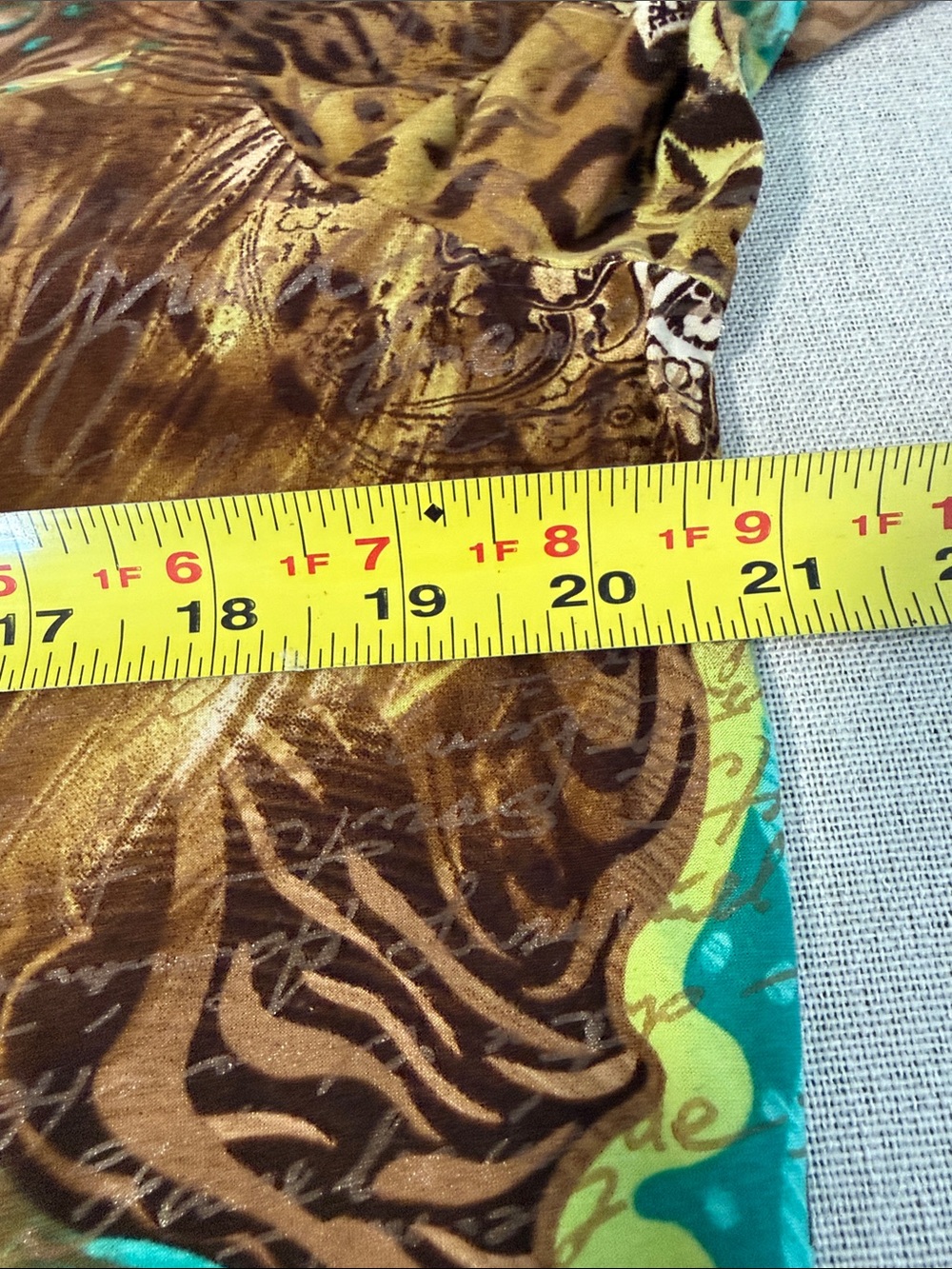 Peter Nygard Brown and Teal Paisley Animal Print 3/4 Sleeve Top SZL - Picture 9 of 14